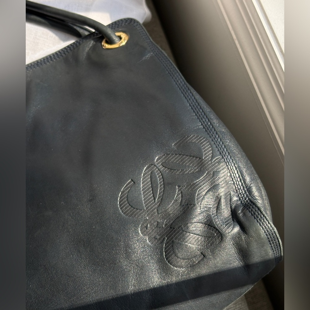vintage Loewe shopper bag dark navy blue - Picture 3 of 8